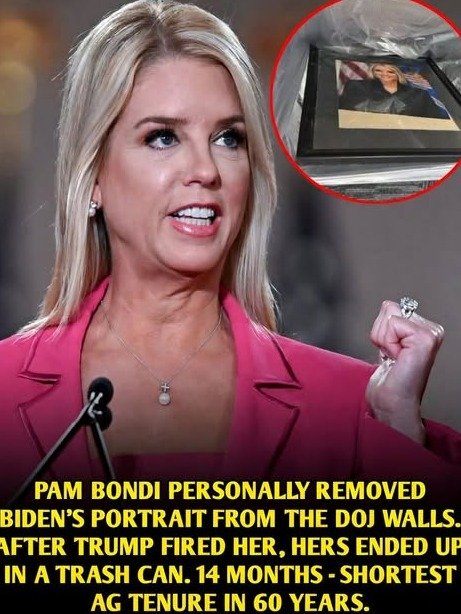 The Ultimate Political Karma? Pam Bondi's Portrait Found in DOJ Trash After Her Biden Stunt